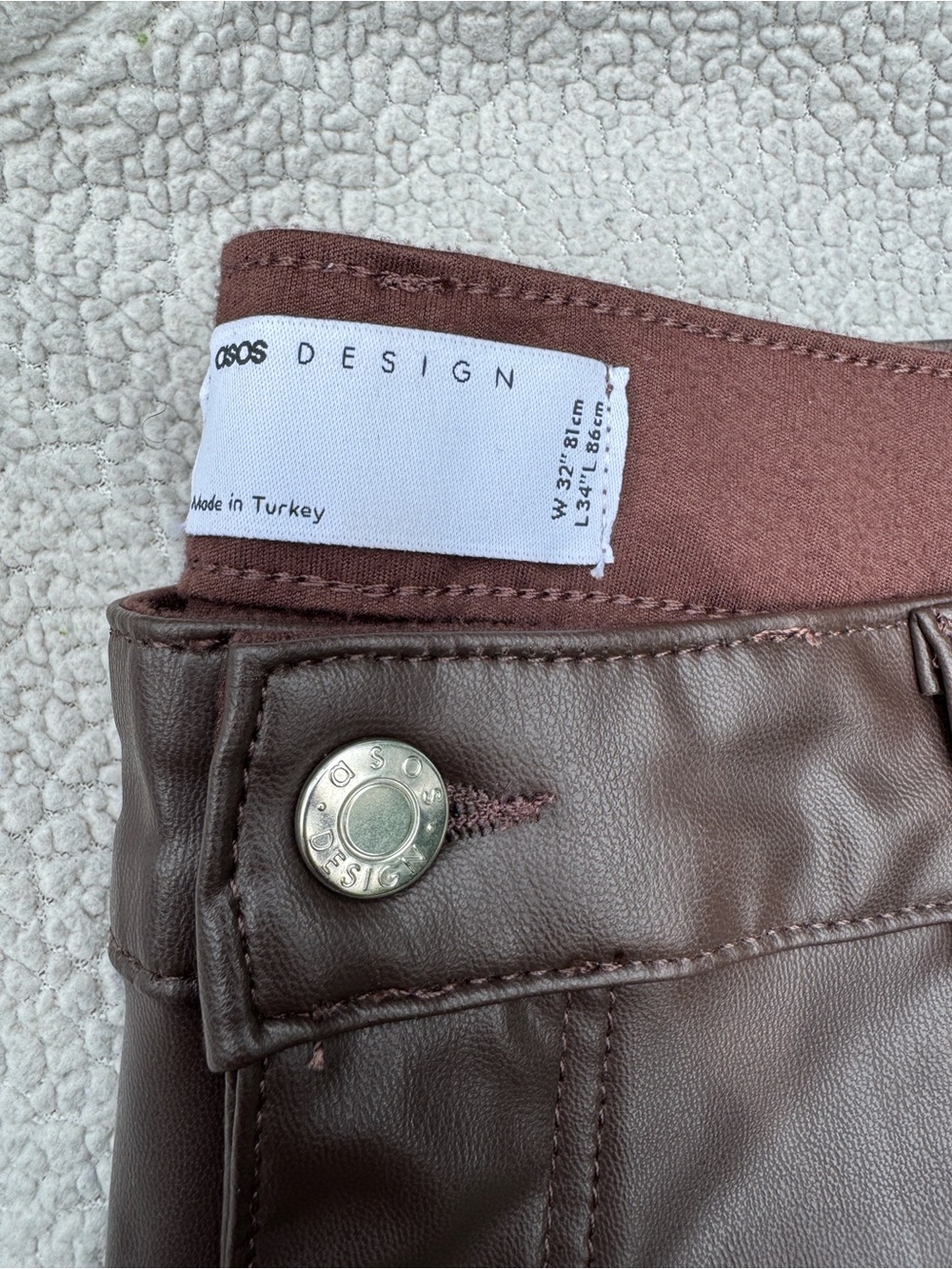 ASOS Mauve-Brown Faux Leather Trousers